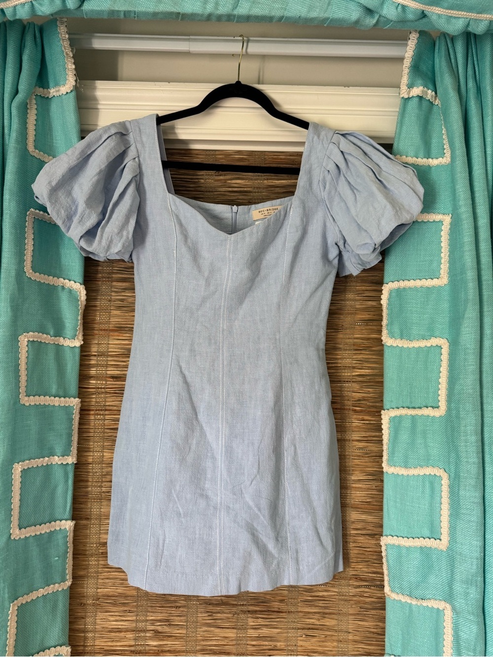 bec + bridge Light Blue Puff Sleeve Mini Dress